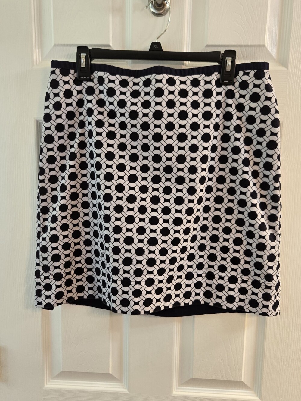 Talbots Navy And White Geometric Lined Skirt Misses 14